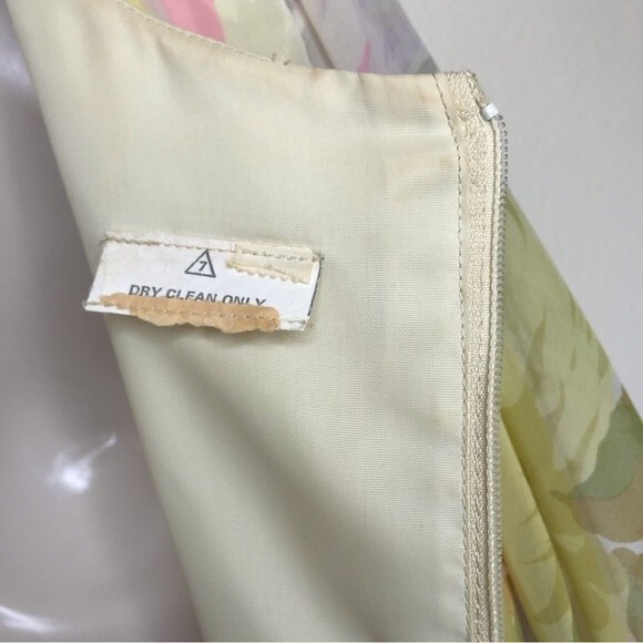 Vintage 1970s Floral Chiffon Maxi Dress Long Sleeve Tie Belt Back Zip Medium - Picture 11 of 14